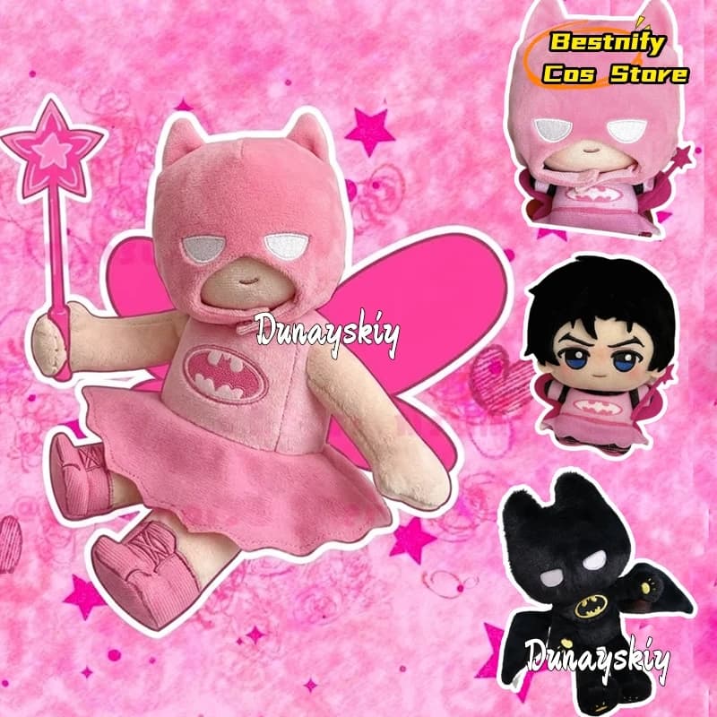 10cm/15cm Anime Bat pinkkk Man pinkkk Hood Plushie Pendant Cute Cartoon Figure Cotton Doll Bag Ornament Halloween Birthday Gift