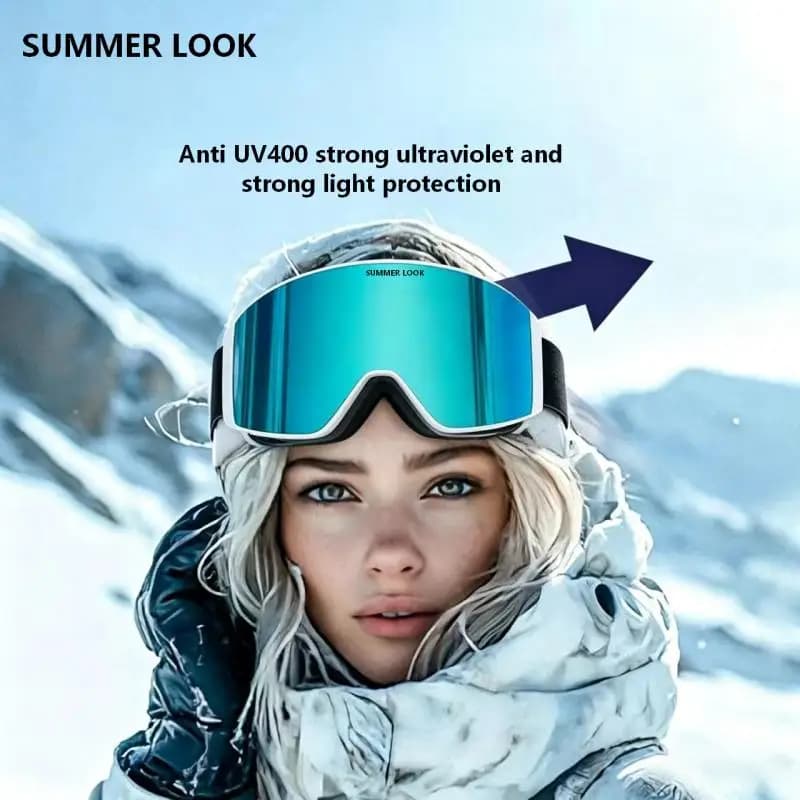 Occhiali da Sci Anti-UV400, Doppio Strato Antiappannamento e Resistenti agli Urti, Compatibili con Occhiali da Vista, per Uomini e Donne, Snowboard