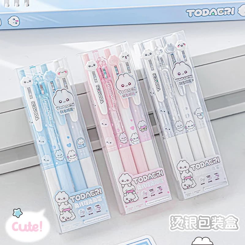 Set di 4 Penne Gel Retrattili Kawaii con Punta CS da 0,5mm, Asciugatura Rapida, per Studenti ed Esami, Articoli di Cancelleria Esteticamente Gradevoli