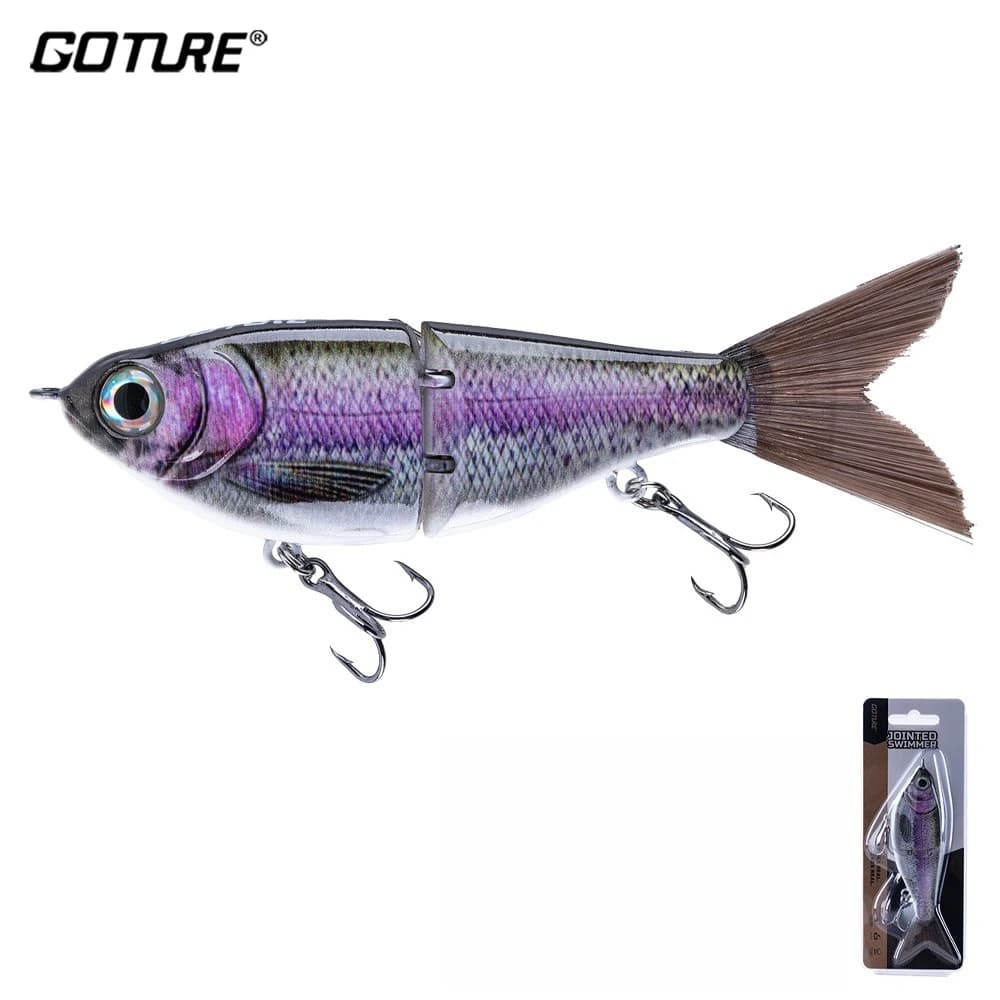 Goture 12 cm 17.5 cm Coda in fibra Esca da pesca Corpo strutturato Vivido Realistico Crankbait nuoto Esca dura per la pesca che rimbalza inferiore