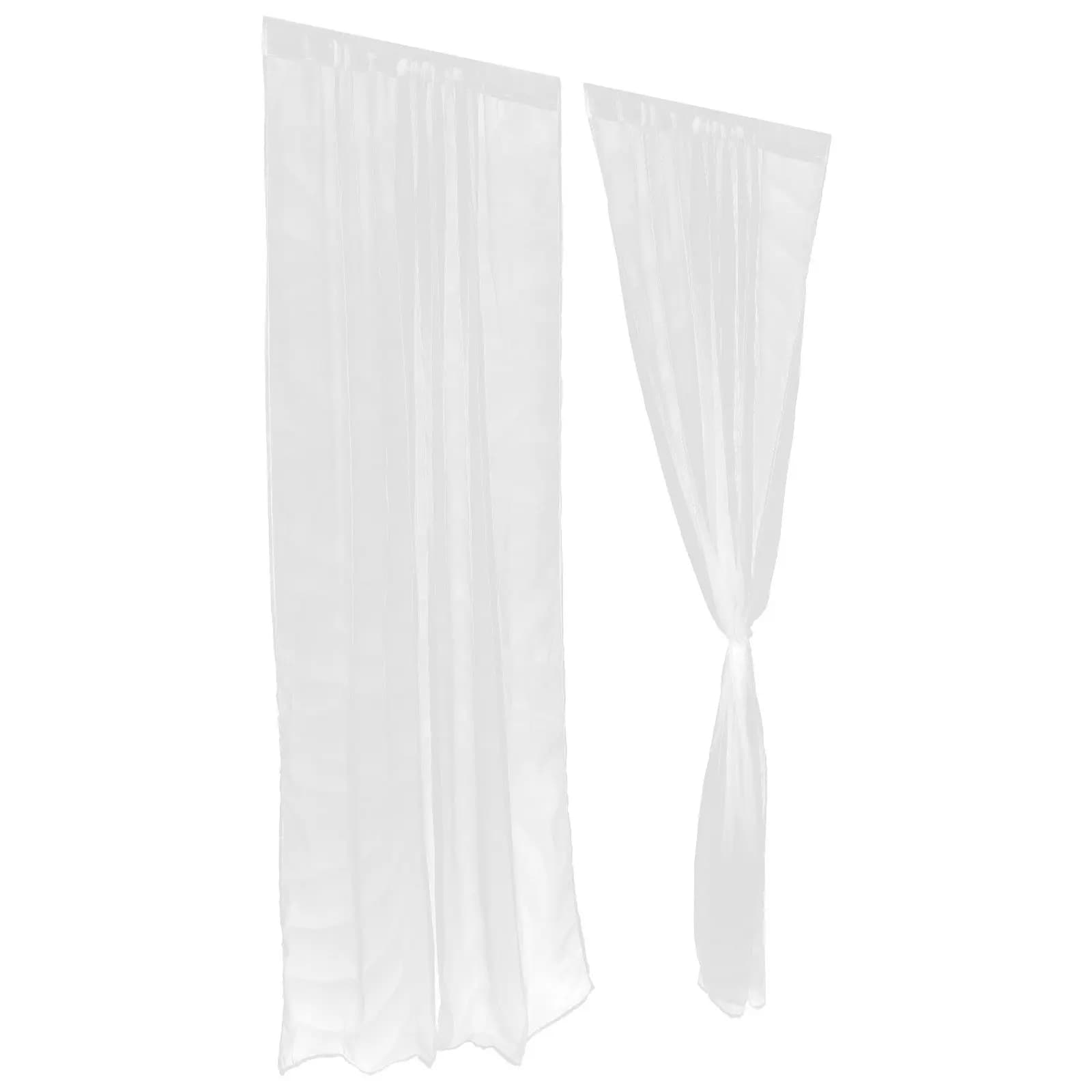 2 Pieces Transparent Curtains in White Garza, Window Polyester Drains, For Living, Kitchen, Bedroom, Rustic Furniture Farm Style