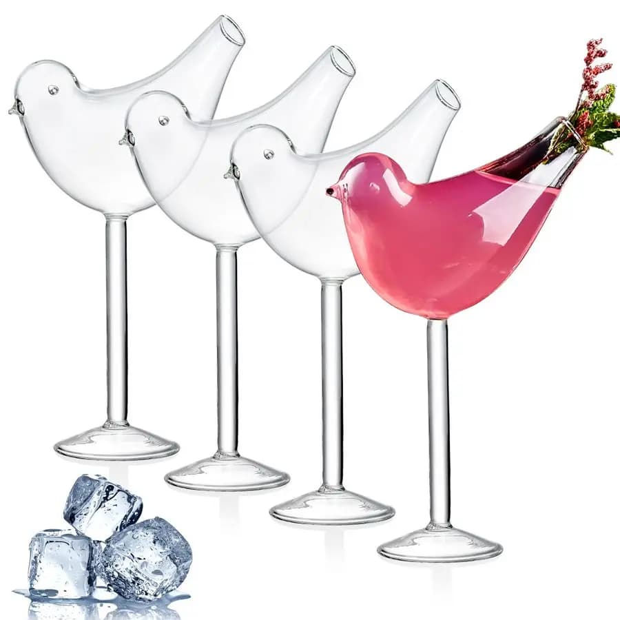 Set di 4 Bicchieri da Cocktail a Forma di Uccello, 160ml 5.4 Oz, Bicchieri da Martini Trasparenti, Bicchieri da Vino Unici per Cocktail