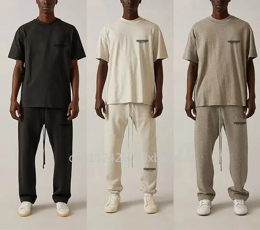 SS22 T-shirt and Shorts Set with Double Line, Classic Design, Logo Floccato, for Men, Brand of Design, Oversize, Streetwear for Couples