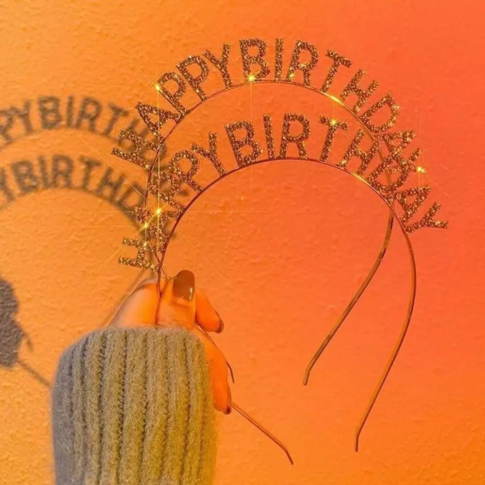 New Glitter HAPPY BIRTHDAY Headband Metal Hair Accessories Crystal Birthday Tiaras Birthday Headwear Birthday Props