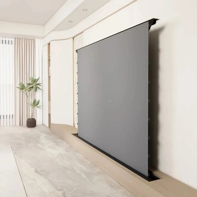 Remote-Controlled Electric Floor Rising Projection Screen ALR Micro-Perforated PVC Acoustic Transparent Cinema Projector Screen