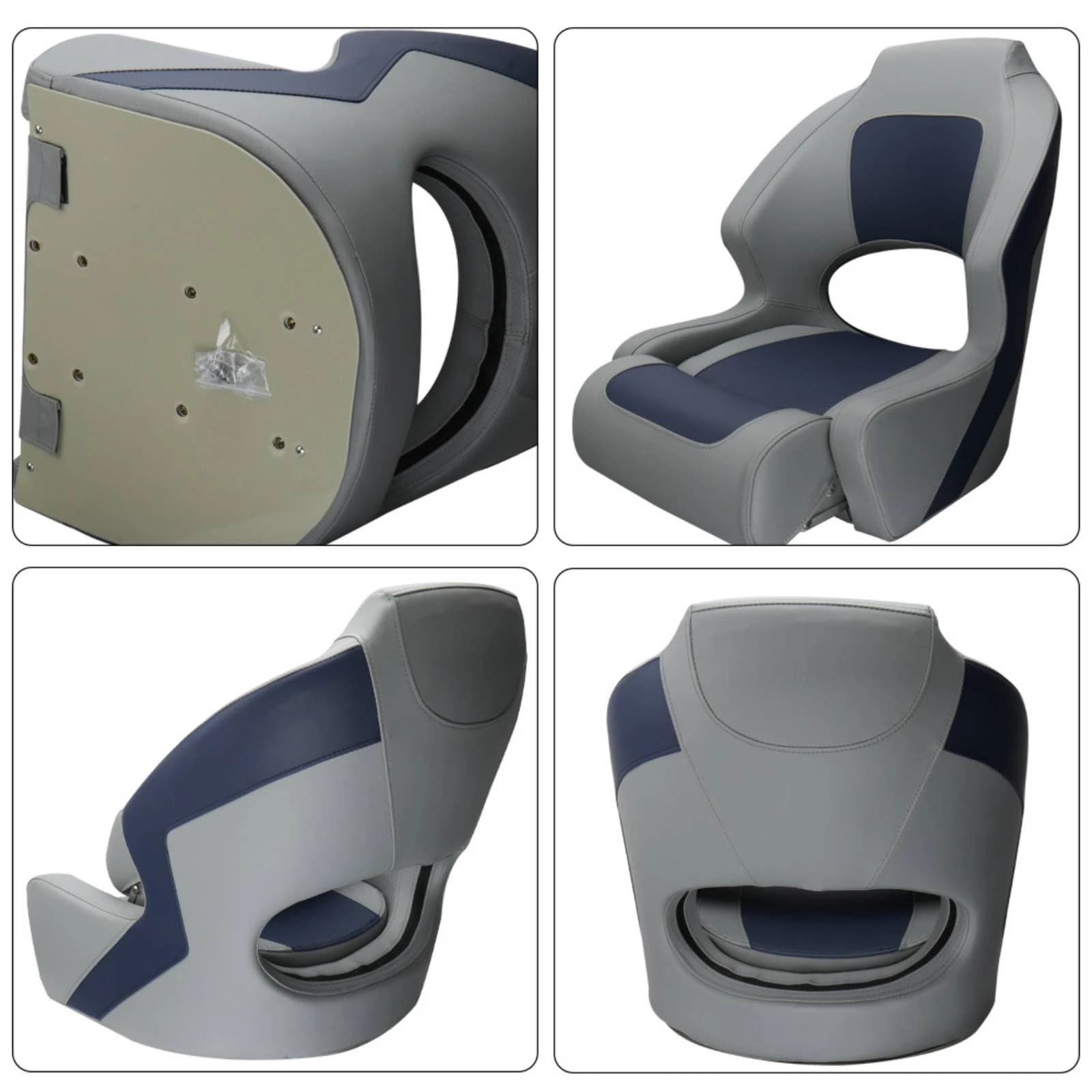 Marine Boat Seat Folding Design High-back Cushioned Chair Two-color Nautical Upholstery for Marine Cockpits and Yachts