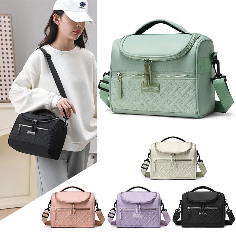 Grande borsa termica per il pranzo, lavabile a mano, resistente, in poliestere, con tracolla imbottita, per lavoro, scuola, picnic