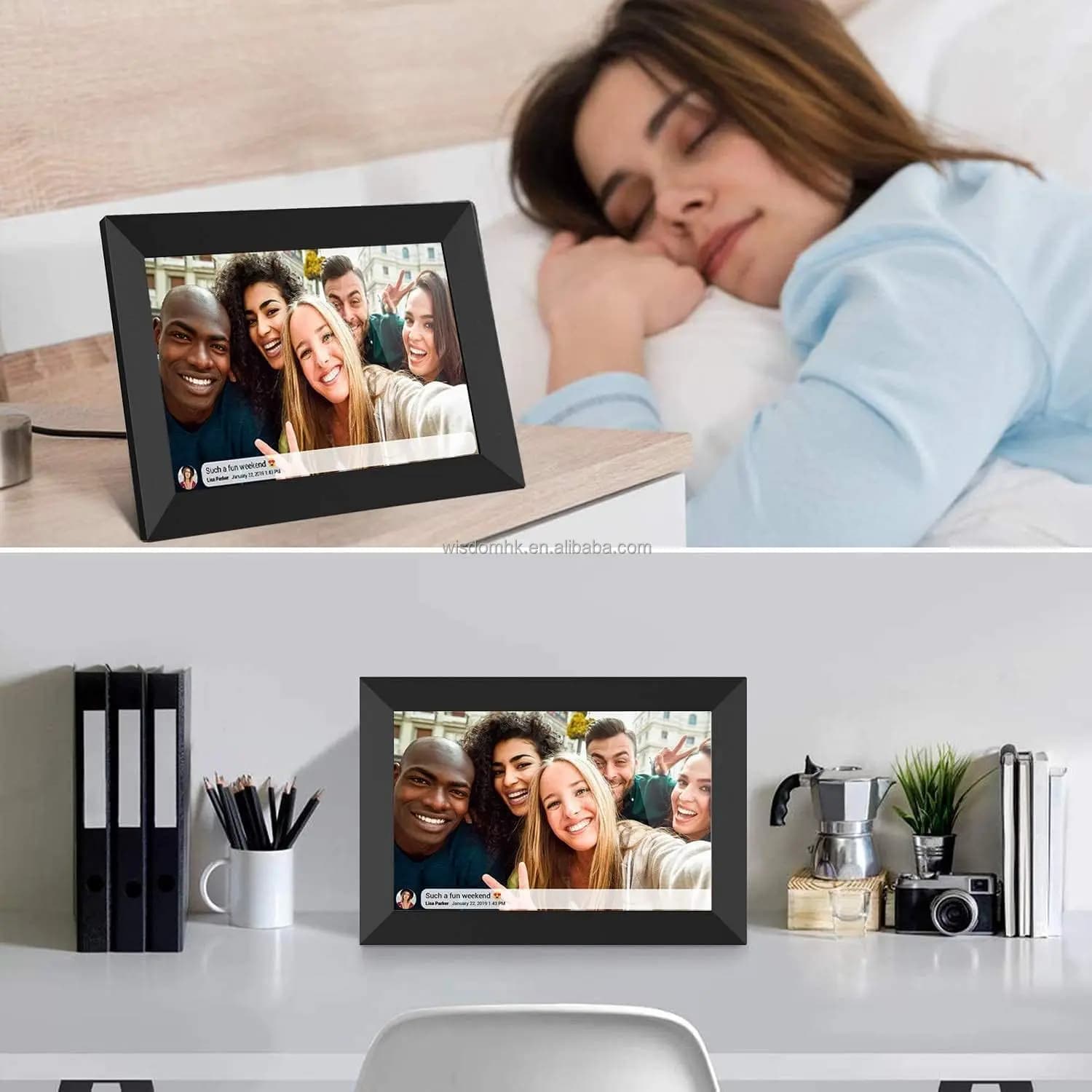 Cornice Digitale Android 15.6 Pollici con Touchscreen IPS HD, WiFi e Cloud, Supporta Video MP4 AVI e Audio MP3, Regalo di Natale