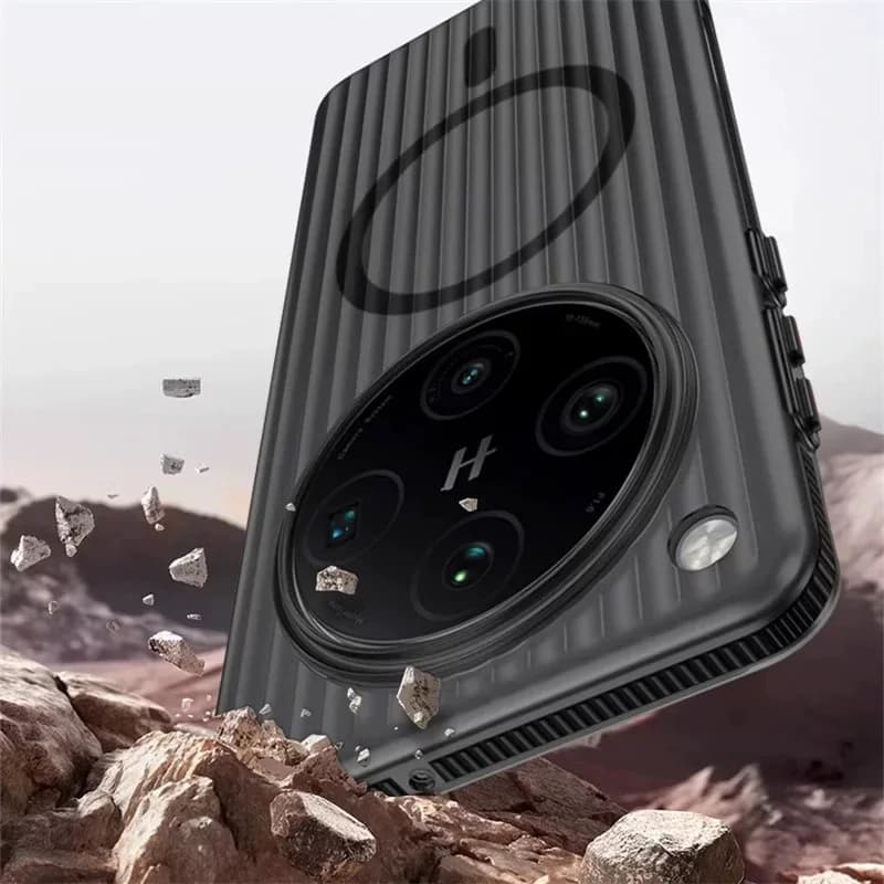 Custodia per OPPO Find X9 Ultra con MagSafe, magnetica, trasparente opaca, con striscia effetto bagaglio, sottile, rigida, antiurto