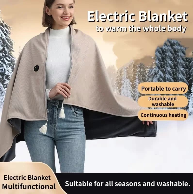 Coperta Elettrica USB Indossabile, Riscaldamento Rapido in 10 Secondi, Scialle in Pile per Uomo e Donna, Regalo Invernale per Casa, Ufficio e Viaggi