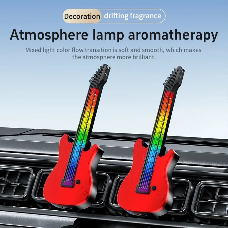 1PC Auto Air Conditioning Sphyato Guitar Aromatherapy Atmosphere Light Perfume Fragrance Decorative Music Pickup Lamp Accessories Auto