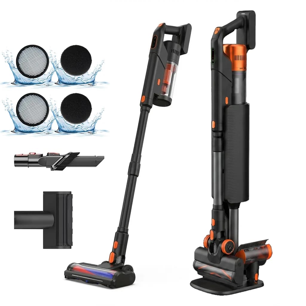 Self-Emptying Cordless Vacuum Cleaner 28Kpa Auto Dust Collection Base Station Bagless Stick Vacuum for Home Hard Floor Carpet