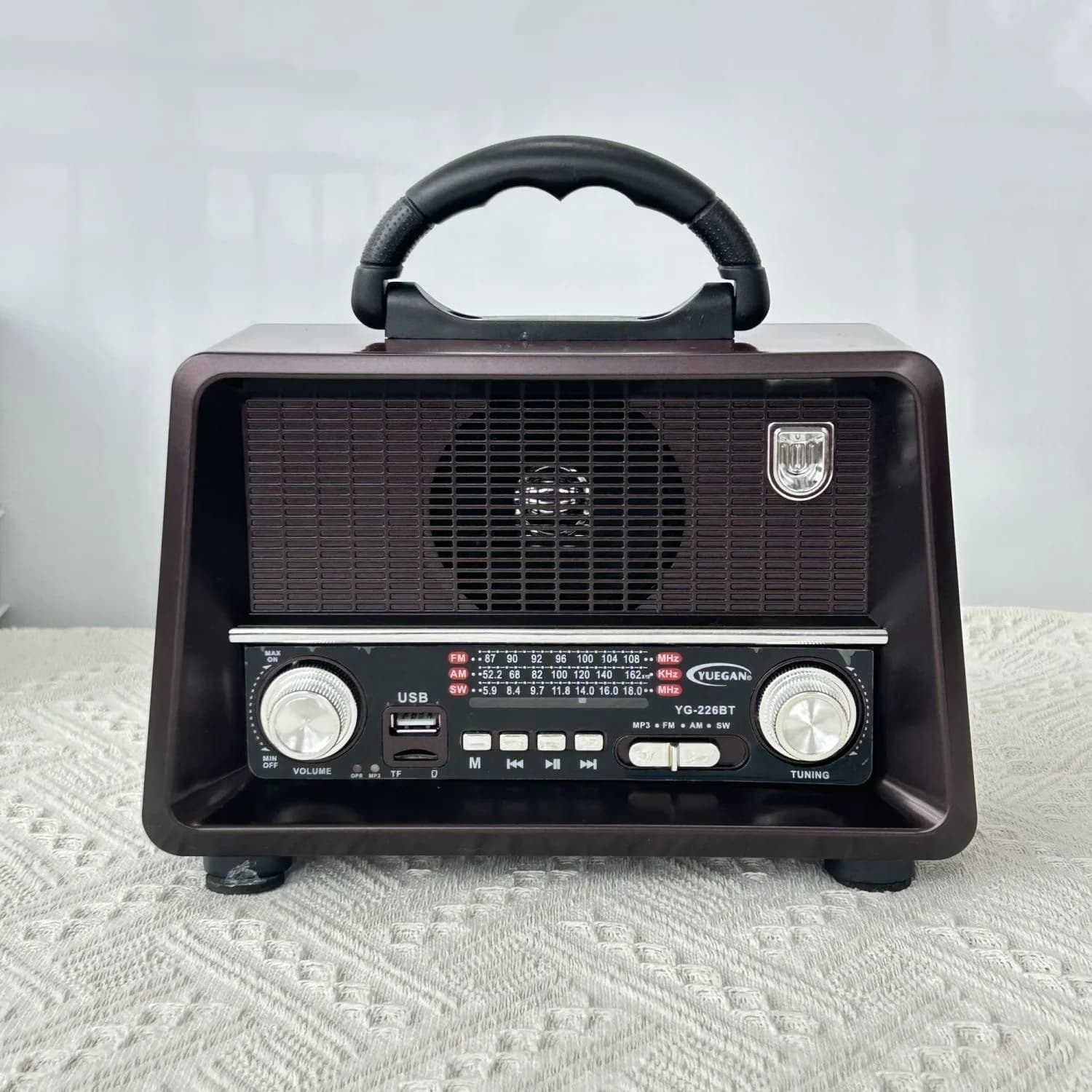 Desktop FM radio multi-banda ricarica ornamenti soggiorno retro Bluetooth chiavetta USB scheda TF altoparlante scheda plug-in