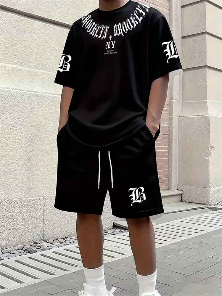 Completo Casual Uomo Primavera 2026, Set Top e Pantaloncini con Coulisse Stampa 3D Peris, Abbigliamento Uomo Moda Urbana 2XS-6XL