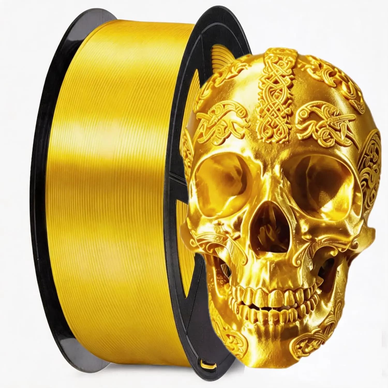 Silk PLA Filament 1.75mm, Metallic Gold, 1KG Spool, Dimensional Accuracy +/- 0.03mm for FDM 3D Printers