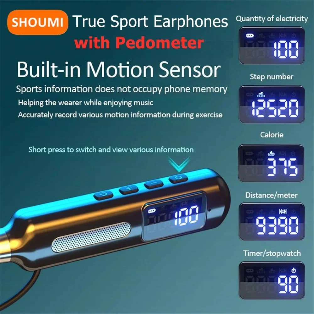 Shoumi Auricolari wireless Sports headphones with Bluetooth neck headset Real sports headphones with in-Ear headset Fast charge 80 hours