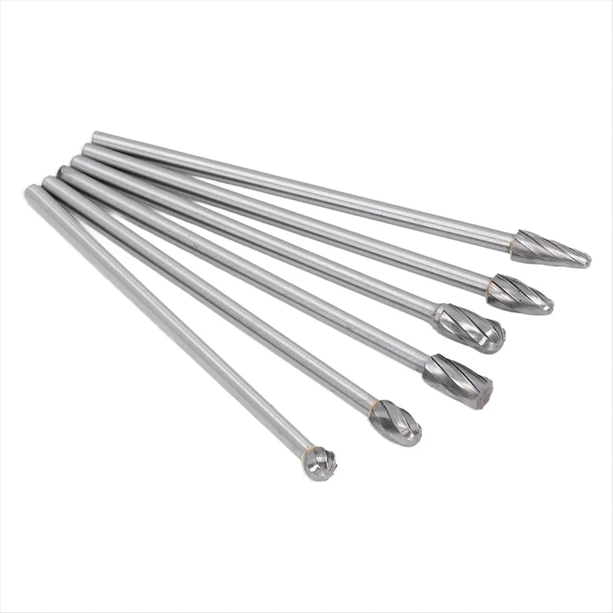*A14E Set di frese in metallo duro da 6 pezzi, kit di trazione della testata del cilindro, strumenti di molatura rotanti solidi per la lavorazione del legno, foratura e intaglio