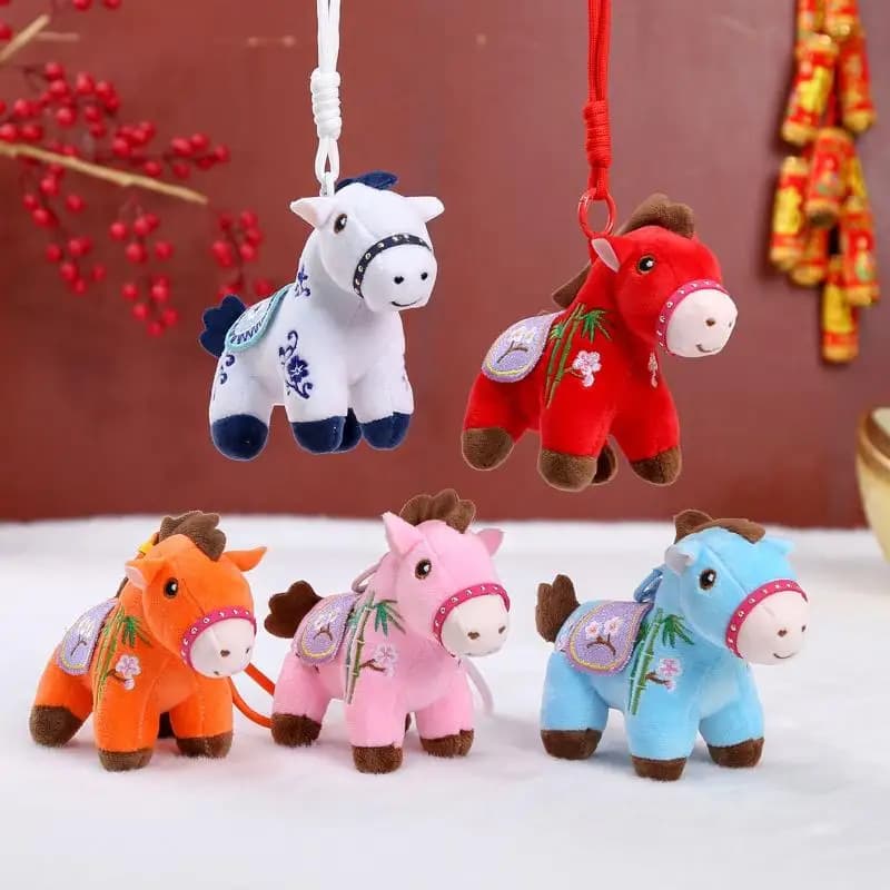 XY 1 Pezzo Simpatico Peluche a Forma di Animale Realistico 12/20CM, Ciondolo per Borsa, Mini Cavallo Carino, Portachiavi, Decorazione Fai da Te