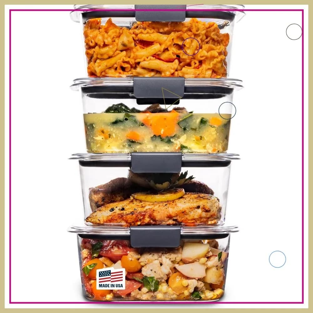 Contenitori ermetici per alimenti senza BPA con coperchi, set di 4 (4,7 tazze) per la preparazione del pranzo e dei pasti