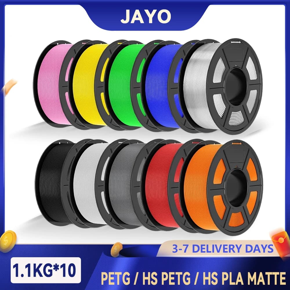 JAYO 3D PETG/HS Matte PETG/HS PLA Matte Filament Printer 1.75mm Filament 3D Printer 1.1KG/Plastic Roll ordered wrapped for 3D