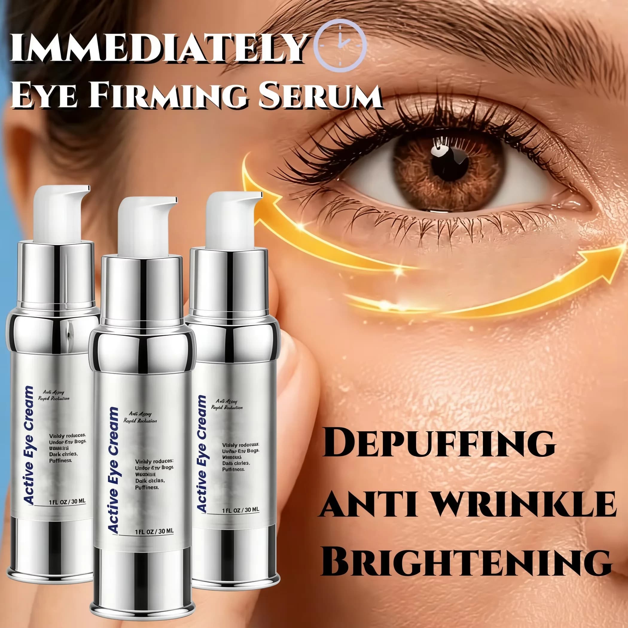 Fast Acting Eye Firming Serum,Fades Dynamic Wrinkles&Fine Lines,Instant Depuffing&Bag Reduction,Dark Circle Brightening&Deep Hydration&Lock-in Moisture,Barrier Repair & Nourishment,Rapid Action,Long Term Anti-Aging,Refreshing&Non Greasy