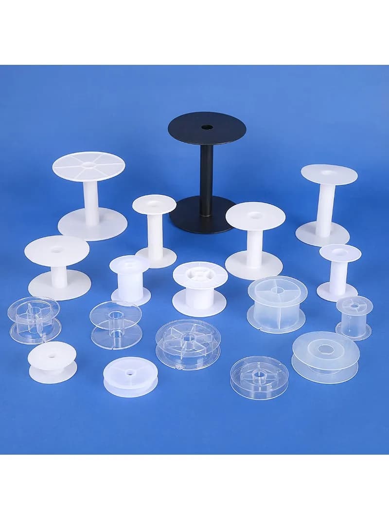 Transparent round Plastic Bobbin Spool for Winding Yarn Fishing Line Storage Tube Home Sewing DIY Craft Tools Resin Material