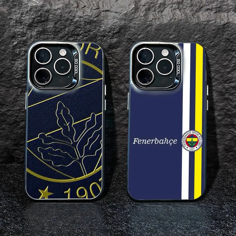 Cover per iPhone 17, 16, 15, 14, 13, 12, Pro MAX con motivo Fenerbahce T-Turkey, nero opaco antiurto