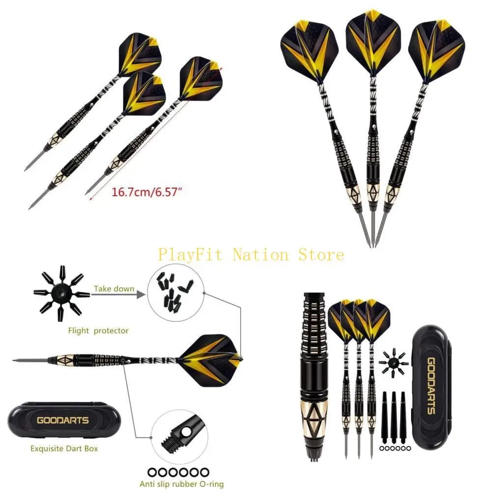 Testa in metallo da 242f Darts Set freccette in acciaio Set con alberi alluminio, botti ottone, anelli in gomma,