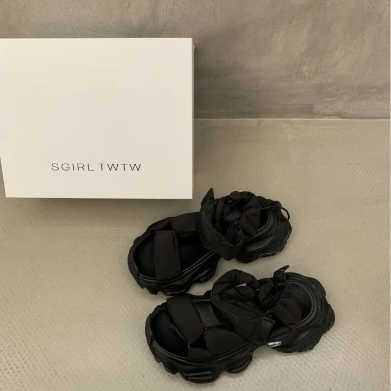 Sandali con plateau stile romano versatili scarpe da spiaggia rialzate con punta aperta in velcro da donna semplici slip-on singoli