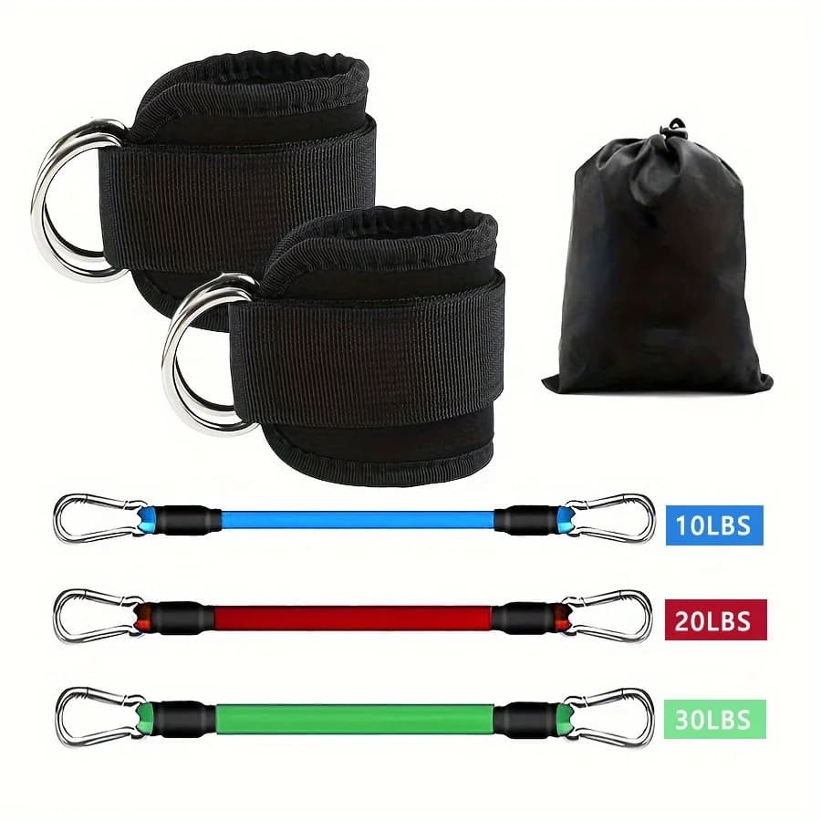 5-piece Ankle Resistance Faxes, Ankle Resistance Bands With Ankle Straps, Fitness Voltage Cord, For Leg and Side Training, Muscle Building, Yoga, Pilates Training