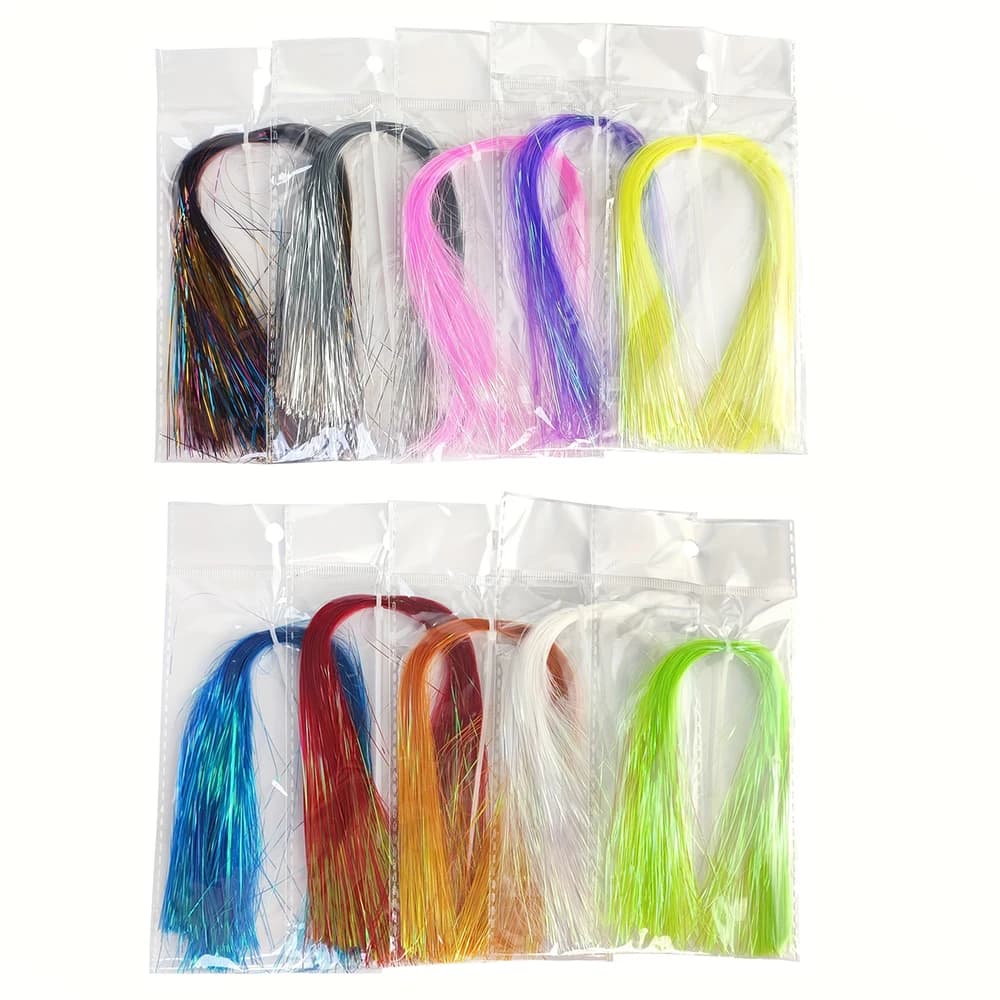 Kit da 5 Pezzi per la Creazione di Mosche Artificiali: Materiali Flashabou e Tinsel per Esche Fai-da-te, in PET Sostenibile per Acqua Dolce e Salata