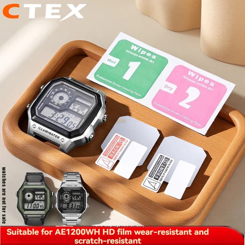 For Casio AE-1200 AE1200 AE-1300 Watch Tempered Film AE-1200WH-1B AE-1200WHD AE1200 Watch Mirror Screen HD Protective Film