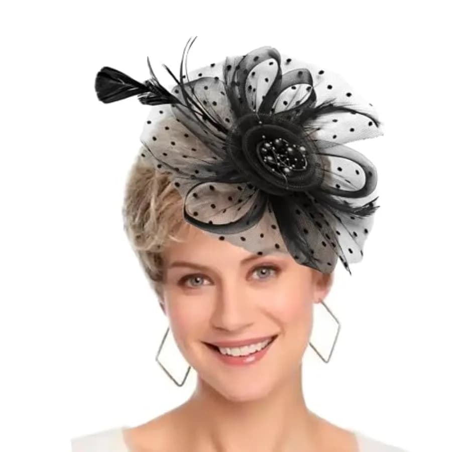Fascinators Hat Women Tea Party Headband Flower Cocktail Mesh Feathers Hair Clip Kentucky Derby Hat Wedding