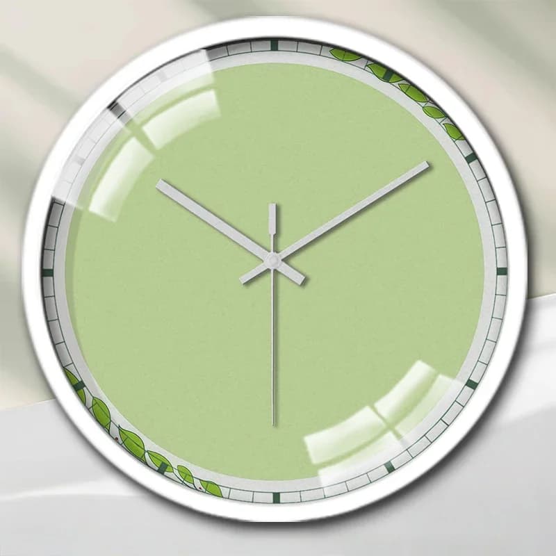 Orologio da parete rotondo silenzioso con bordo verde chiaro, adatto per soggiorno, scuola, studio, camera da letto, regali per bambini.