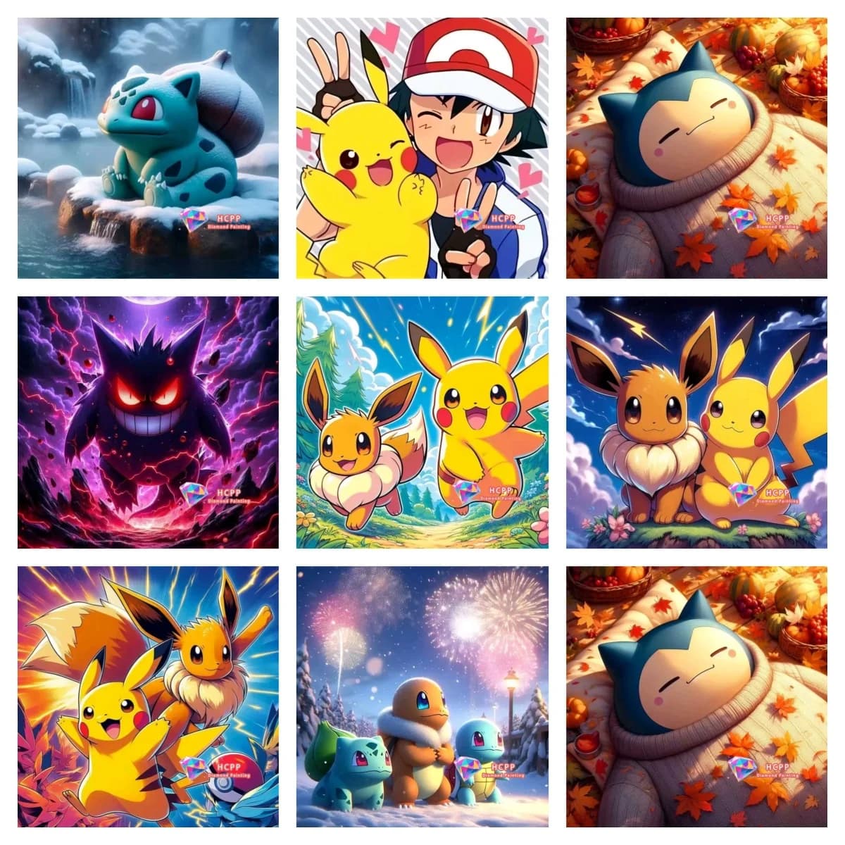 Nuovo Kit Pittura Diamante 2026 Pikachu Bulbasaur Eevee, Diamanti Quadrati e Rotondi, Mosaico 5D Fai da Te, Arte Artigianale, Regalo Unico, Decorazione Casa