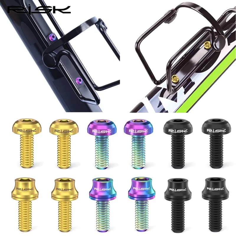 Risk M5x12mm Bike Water Bottle Cage Fixing Bolts Titanium Alloy MTB Road Bicycle Bottle Holder Screws Air Pump Fixed Bolts