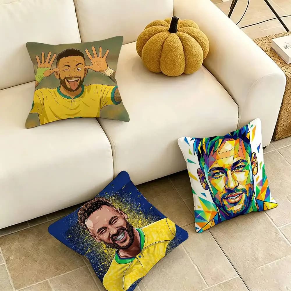 Cool Neymar-R Football Cartoon Square Double-Sided printed Pillow Case Bedroom Bedside Pillow Sofa Cushion Cover Gift