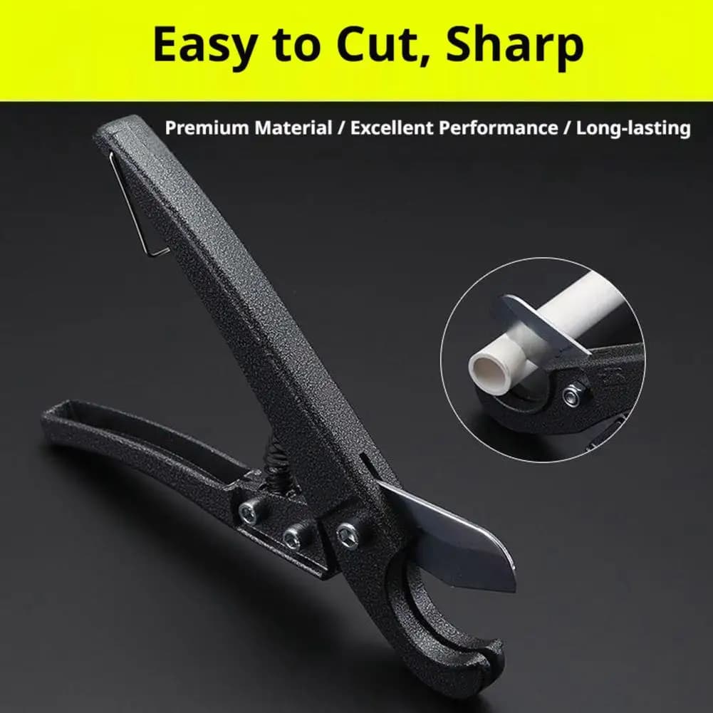 Professional PVC Pipe Cutter, Heavy Duty Ratchet Scissors for Garden Hose, PPR & Plastic Tubes, Quick Clean Cut Tool