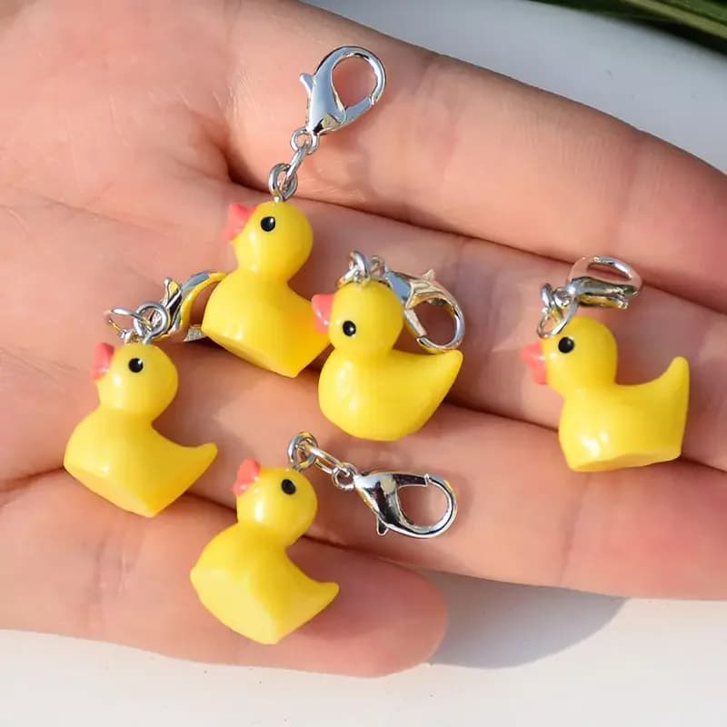 5 pezzi di chiusura a moschettone in resina con ciondolo a forma di anatra, set di nozioni per maglieria e uncinetto, accessori artigianali per progetti di maglieria in filato