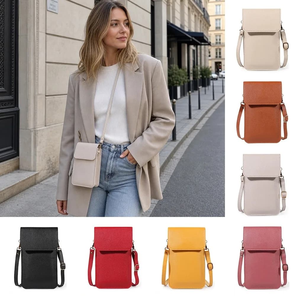 PU Leather Touch Screen Phone Bag Zipper Flap Large Capacity RFID Anti Theft Purse Multifunctional Wallet Shoulder Bag For Women