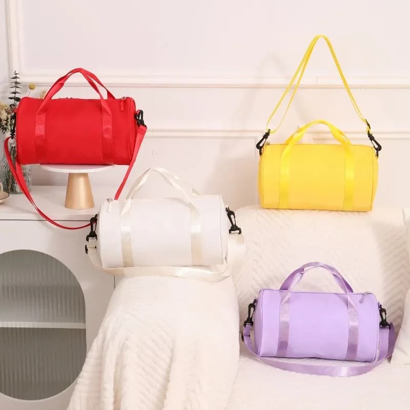 Borsa da ballo alla moda, borsa sportiva impermeabile a tracolla a forma di barile per yoga, danza latina, balletto, fitness, vestiti e scarpe