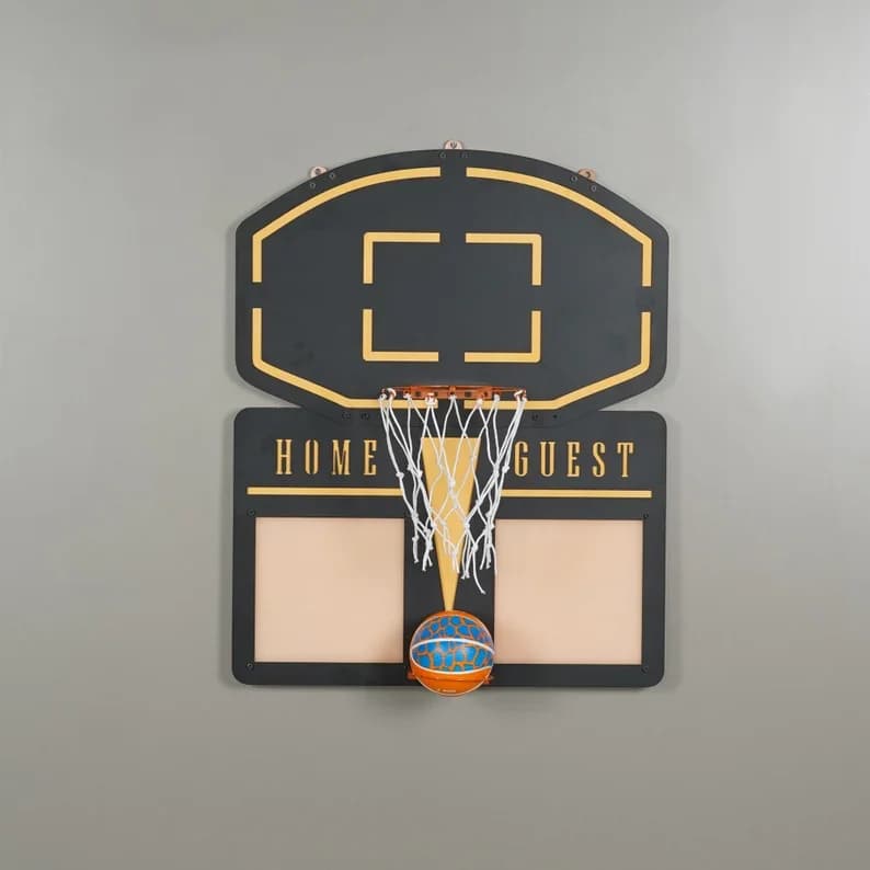 ej-Basketball Hoop Wall Decor, gioco da basket da interno per adulti e bambini, decorazione da parete in metallo e legno per sala giochi, casa, ufficio!