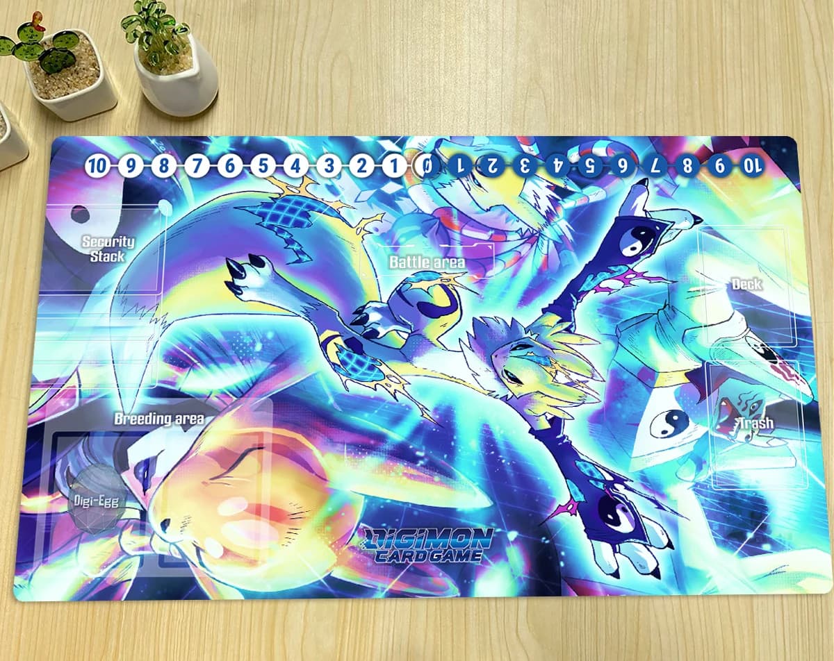 Tappetino da Gioco Digimon Renamon Sakuyamon DTCG CCG, Tappetino per Gioco di Carte Collezionabili, Mousepad Anime, Tappetino da Scrivania in Gomma e Borsa Gratuita