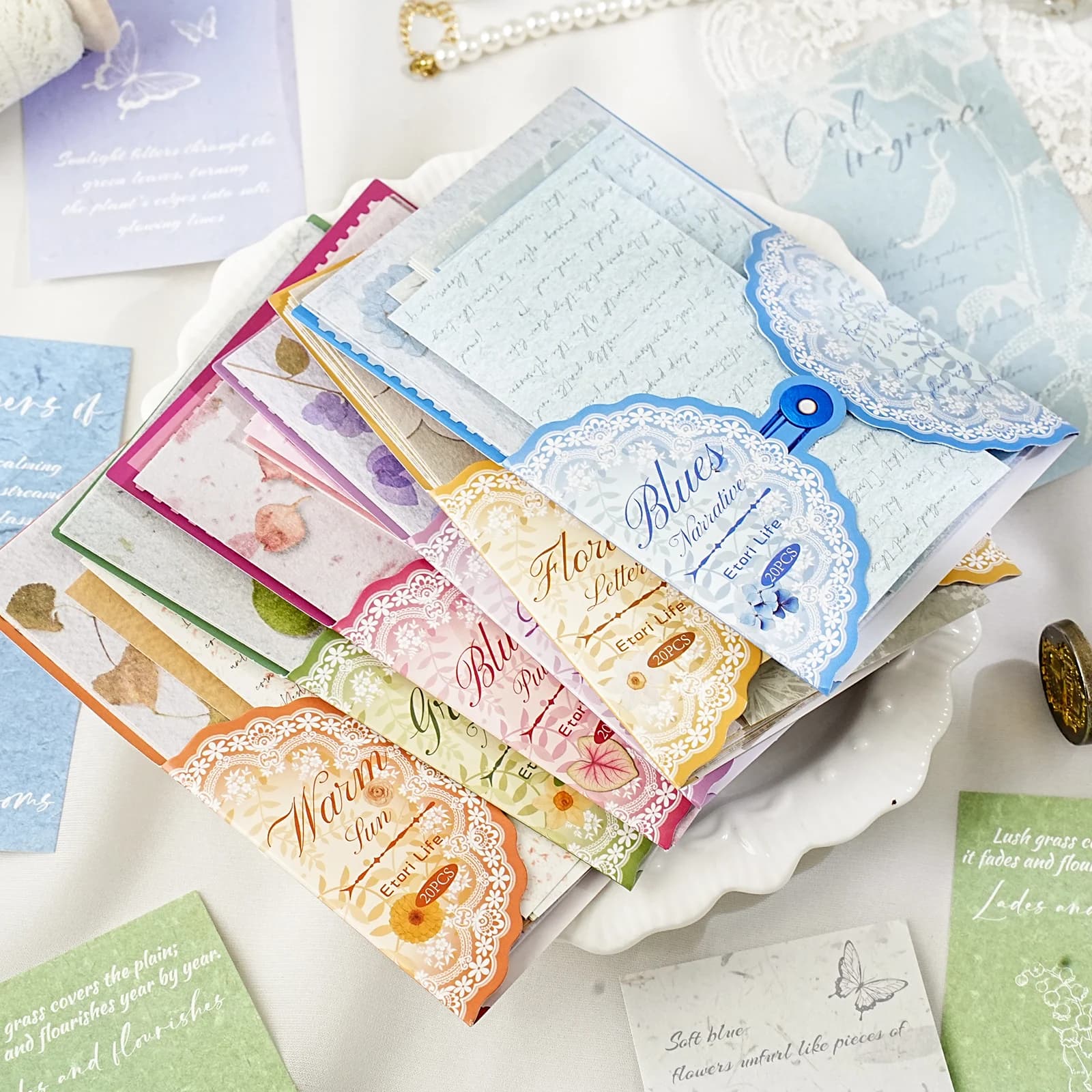 Set di cancelleria floreale Etori Life, carta da lettere e fogli per appunti in pizzo vintage, materiali decorativi per collage con texture floreale artistica, per laptop, adesivi per telefoni, valigie, accessori per decorazioni d'ufficio, forniture per scrapbooking, decorazioni per la stanza, opere d'arte fai da te, sacchetti regalo per studenti, creazione di biglietti, sigillatura per prodotti da forno, feste vintage, adesivi per bambini, adesivi resistenti all'acqua.