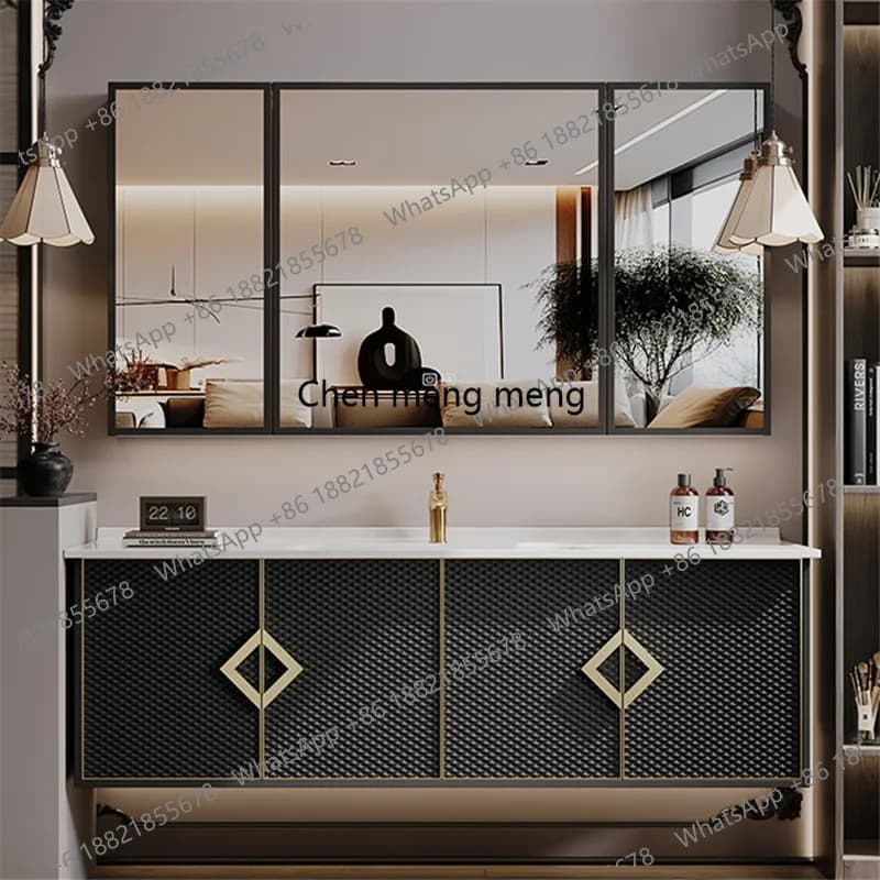 Mobili da Bagno Semplici con Specchio, Armadietti per Appartamenti, Mensole per Bagno, Mobili in Rovere per Hotel, Armadietti da Bagno
