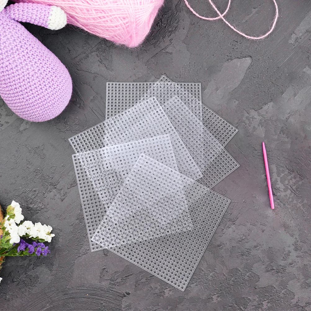 10 fogli di rete di plastica per punto croce: tela leggera e durevole per foglie di tela di plastica quadrate artigianali in filato da ricamo fai da te