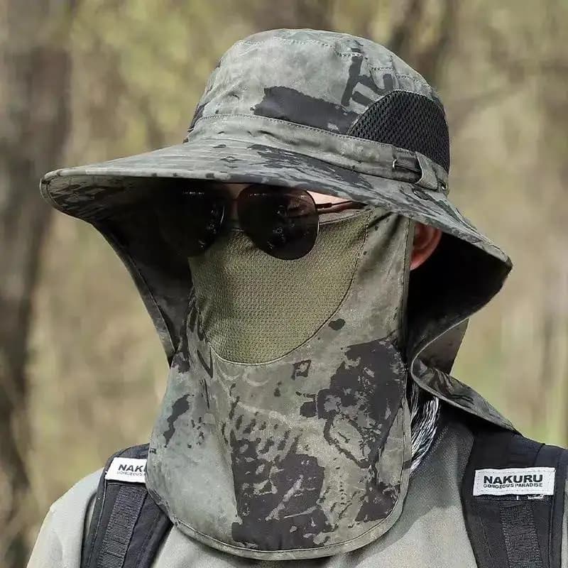Outdoor Fishing Hat for Men, UV Protection, Sun Hats, Summer Mask for Mountain Climbing, All-in-One Clothing Set