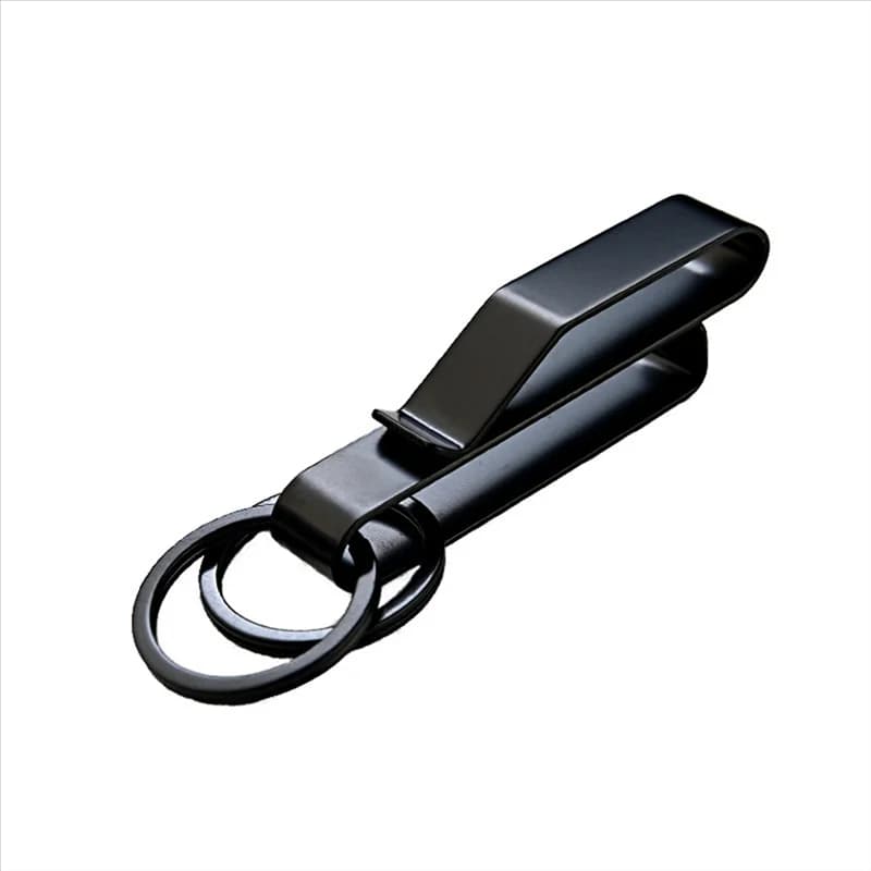 AS94-3PCS Portachiavi da Cintura Resistente con 6 Anelli Portachiavi in Metallo, Portachiavi Tattico in Acciaio Inossidabile Nero per Uomo