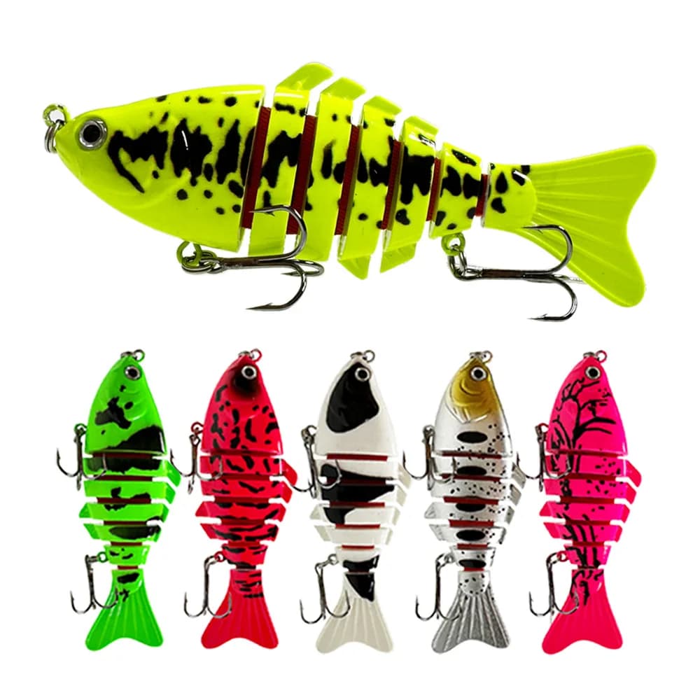 Esca Dura Multi-sezione 10cm 15g con Amo, Esca Realistica in Plastica Dura, Wobbler Pratico per Acqua Dolce, Accessori da Pesca