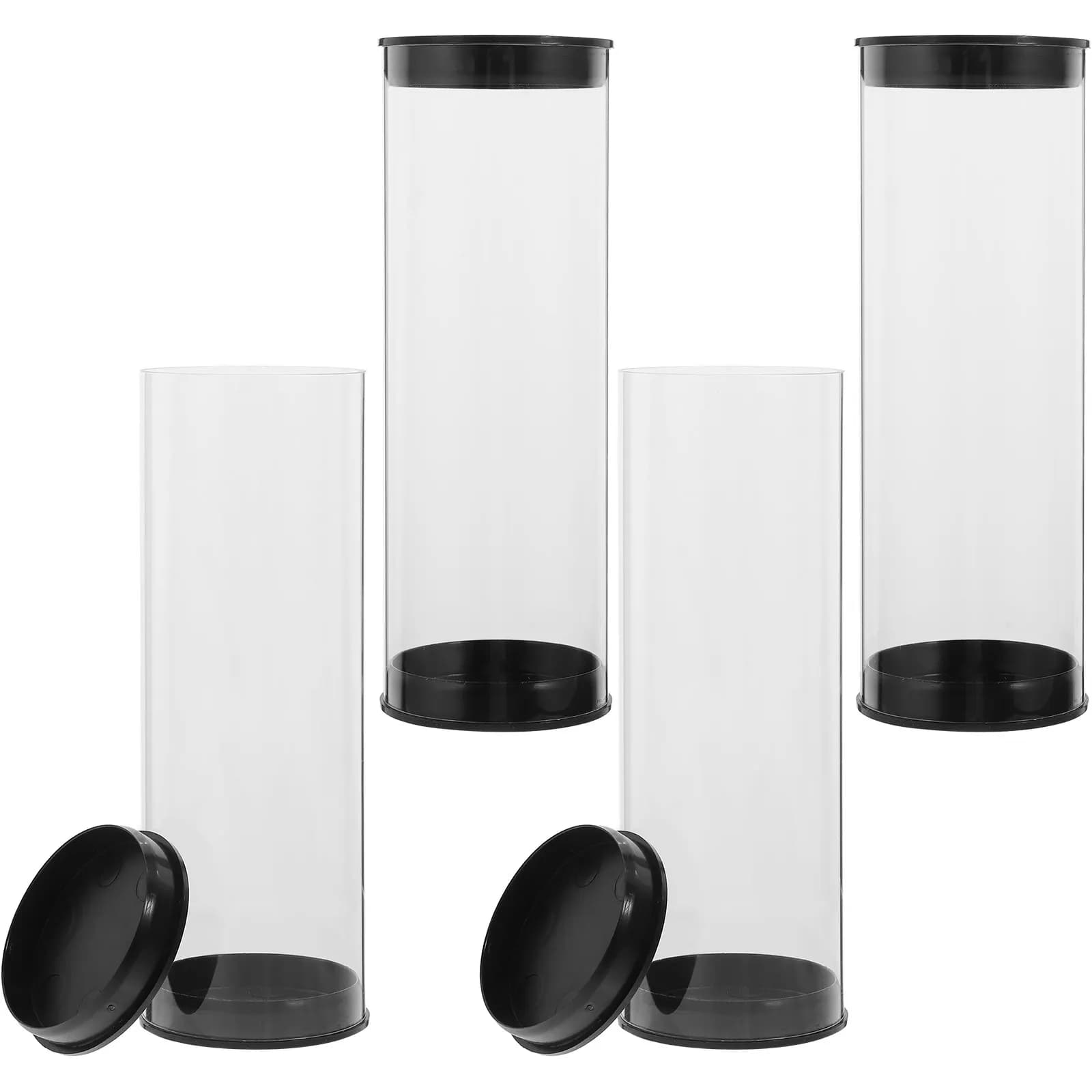 Scatola Trasparente per Palline da Golf, 4 Pezzi, Tubi di Stoccaggio in Plastica Resistente, Custodia Anti-Graffio per Organizzazione Casa o Negozio